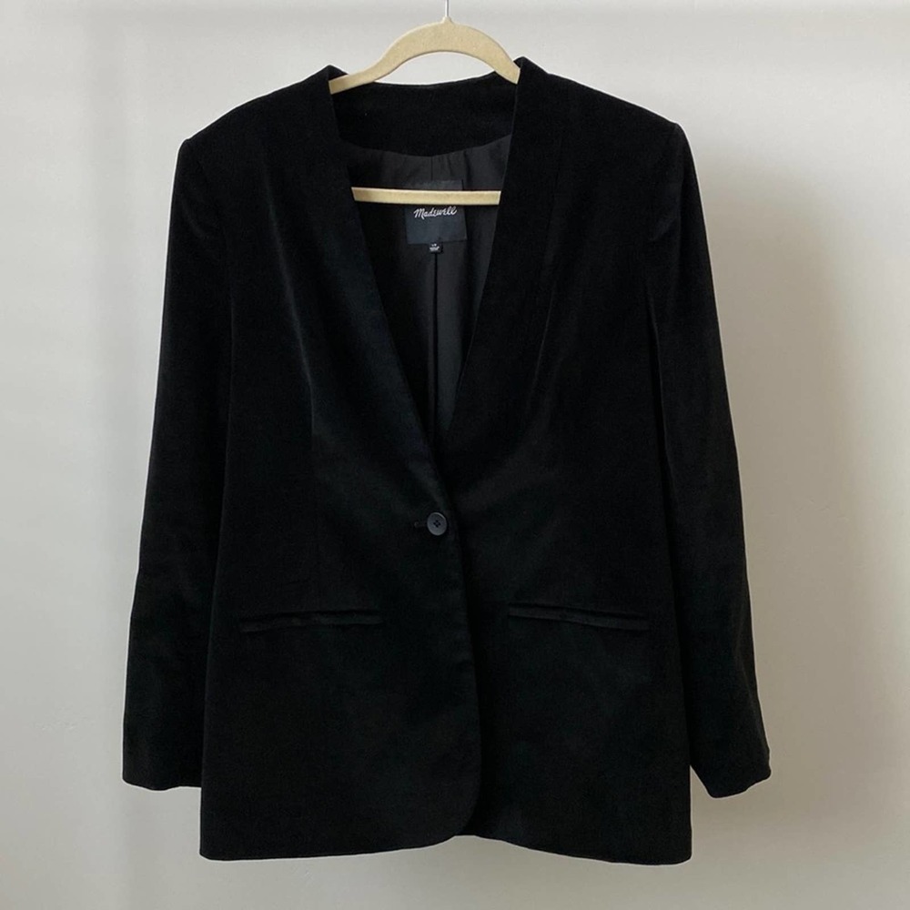 Madewell Black Velvet Blazer Size: 10